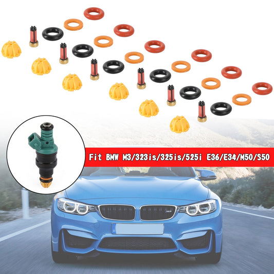 1998-1999 BMW 323I 323IS 6 set Fuel Injectors Repair Seal Kit 0280150415 13641730060 13641730080 62429 FJ292