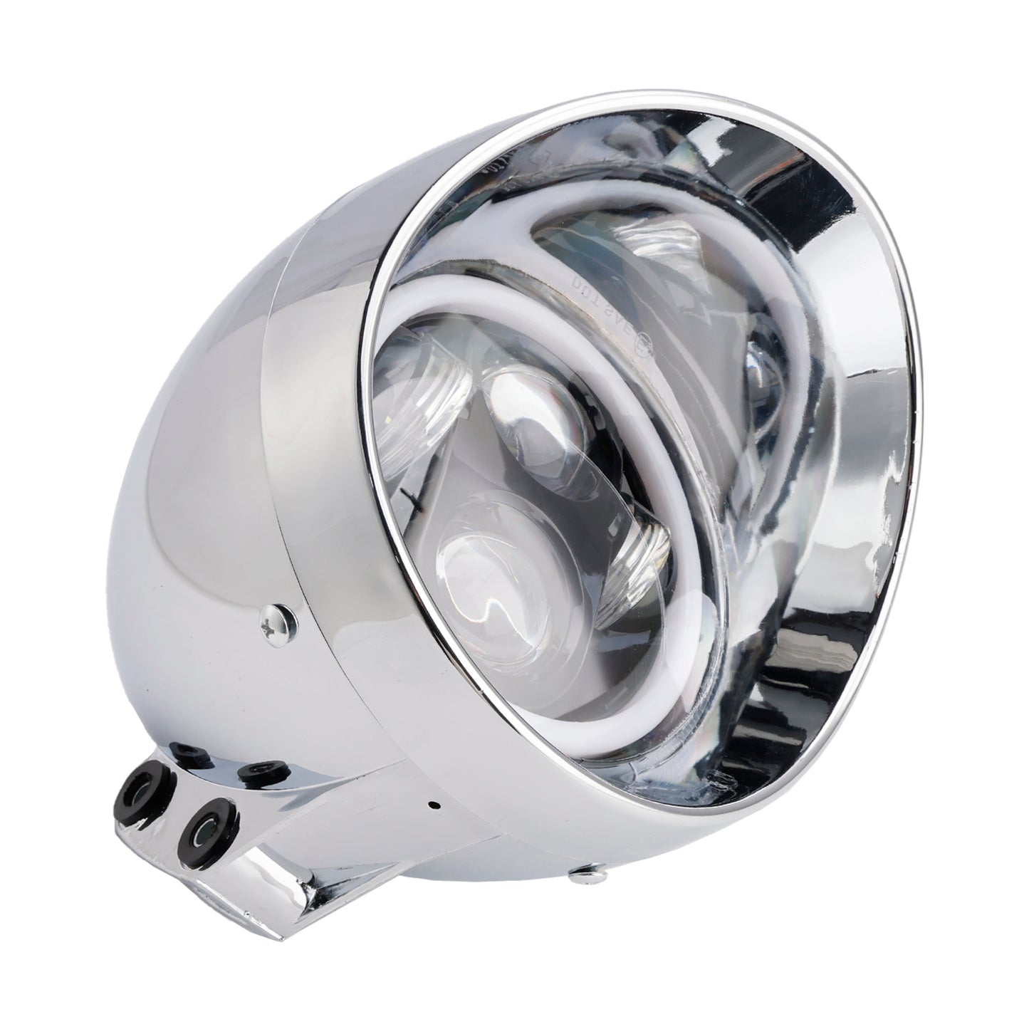 Chrome Motorcycle Beam Headlight Fog Lamp Custom Fits For Racer Bobber Chopper