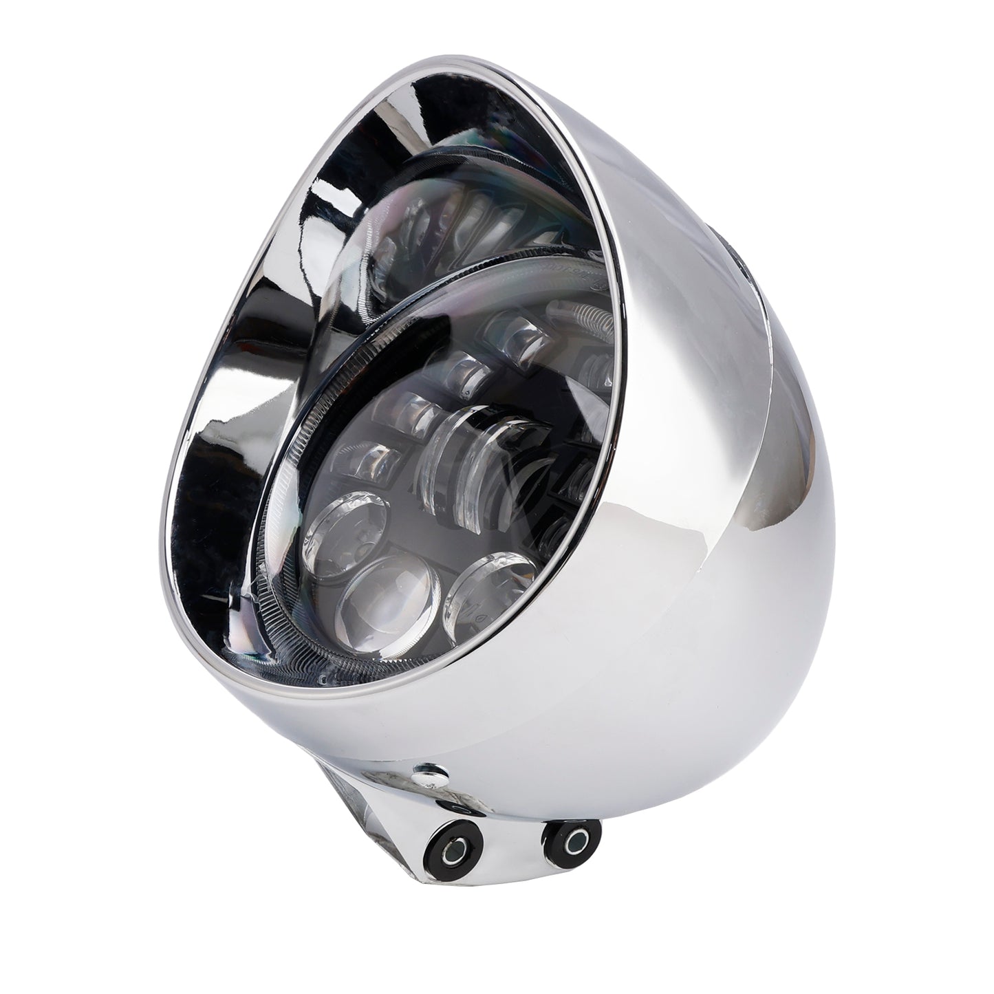 Racer Bobber Chrome Black Multifunctional Beam Headlight Fog Lamp Custom