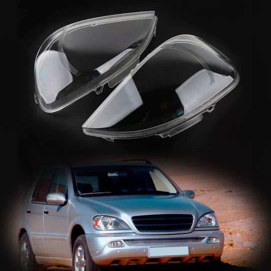2PCS Front Headlight Glass Clear For Mercedes Benz ML-Class W163 2002-2005