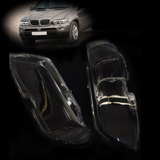 2PCS Front Headlight Glass Clear Cover For BMW X5 E53 2004-2006