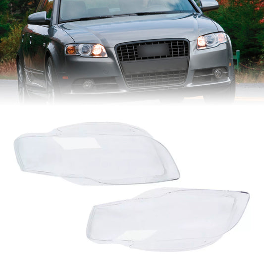 2PCS Front Headlight Glass Clear Cover For Audi A4 B7 8E 2005-2008