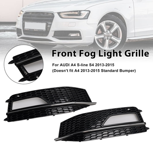2PCS Bumper Fog Light Lamp Cover Grill Grille Fit Audi A4 S-line S4 2013-2015