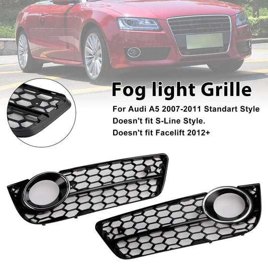 2PCS Honeycomb Front Fog Lamp Cover Grille Grill Fit Audi A5 2007-2011