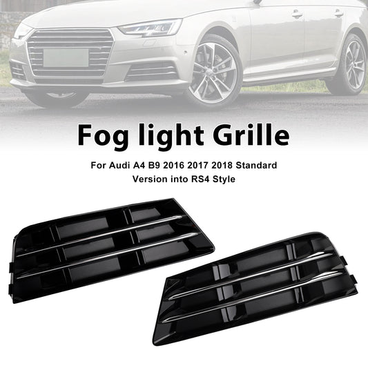 2PCS Front Fog Light Grille Lower Bumper Grill Fit AUDI A4 B9 2016-2018