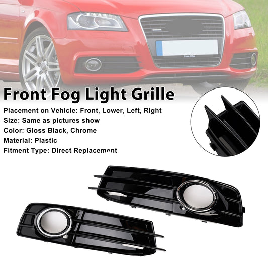 Front Lower Bumper Grille Fog Light Cover Fit Audi A3 S-Line S3 2009-2012