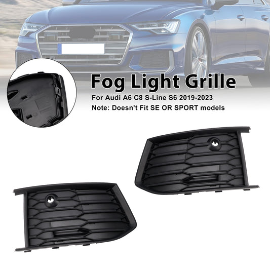 2PCS Front Fog Light Lamp Bezel Fit Audi A6 C8 S-Line S6 2019-2023