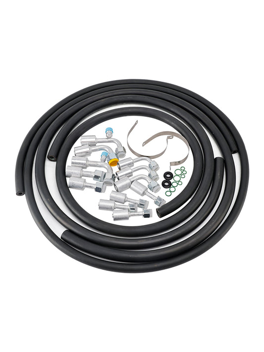 42810100 A/C Hose & Fitting Kit Includes Band Clamps & Grommets For Custom Air Conditioning Lines, Straight & 90Degree Fittings O-Rings,AN6/AN8/AN10 Hoses