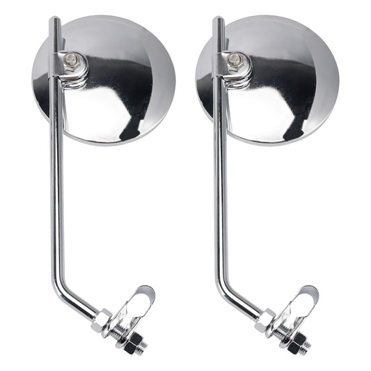 Bars Pair Universal Motorcycle 4" Chrome Clamp-On Mirrors - Round 7/8" in