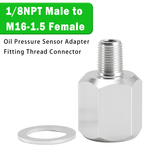 1/8NPT Male to M16-1.5 Female Oil Pressure Sensor Adapter Fitting Thread Connector