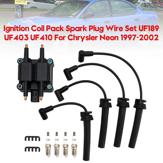 1997-2002 Chrysler Neon UF189 UF403 UF410 Ignition Coil Pack Spark Plug Wire Set