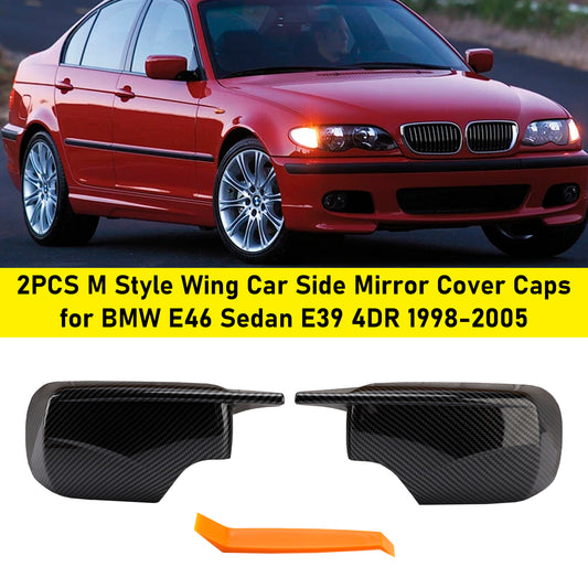 1998-2005 BMW E46 Sedan E39 4DR 2PCS M Style Wing Car Side Mirror Cover Caps