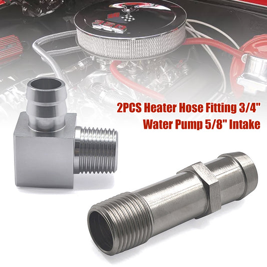 2PCS Heater Hose Fitting 3/4" Water Pump 5/8" Intake For Chevy SBC V8 Engines