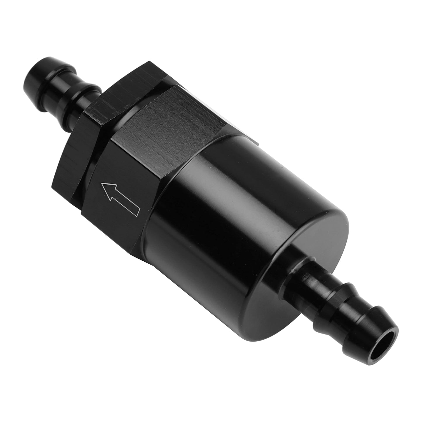 Black Inline EFI Fuel Systems Filter Adapter 3/8 Barb With 30 Micron Filter Element
