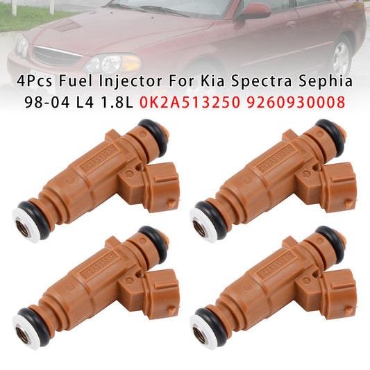 98-04 Kia Spectra Sephia L4 1.8L 0K2A513250 9260930008 4Pcs Fuel Injector