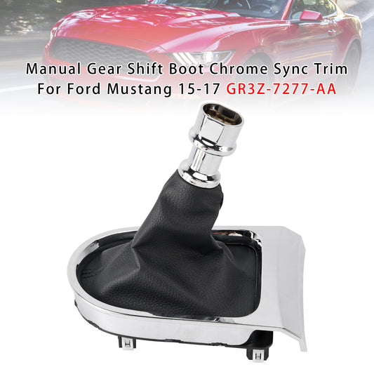 15-17 Ford Mustang GR3Z-7277-AA Manual Gear Shift Boot Chrome Sync Trim