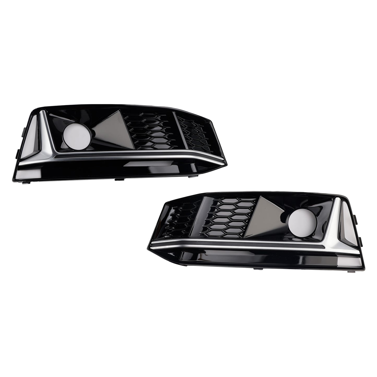 2016-2019 AUDI A4 B9 S-line S4 (8W) With ACC Hole 8W0807682G 2PCS Black Chrome Front Bumper Foglight Grille Grill