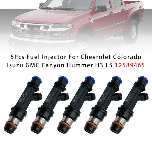 5Pcs Fuel Injector For Chevrolet Colorado Isuzu GMC Canyon Hummer H3 L5 12589465