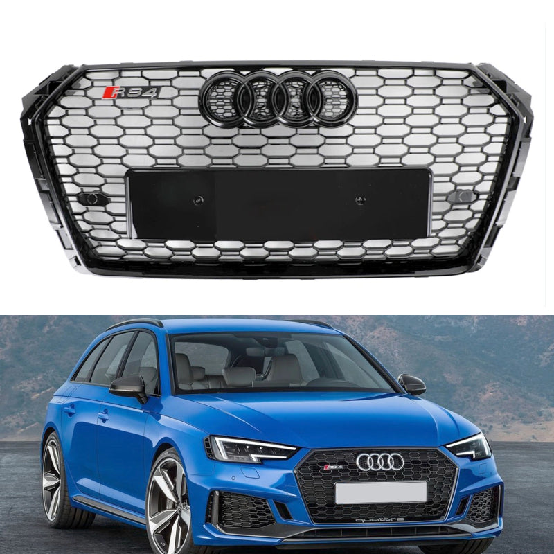 2016-19 Audi A4 A4 SLine S4 B9 RS4 Style Gloss Black Honeycomb Grille Front Bumper Mesh Grill
