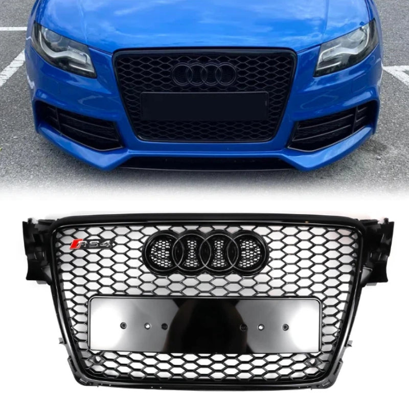 Audi 2008-2012 A4/S4 B8 Grill Replacement RS4 Style Honeycomb Sport Mesh Hex Grill