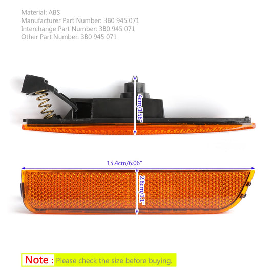 2001-2005 VW Passat B5.5 Left Amber Front Bumper Side Marker Lights