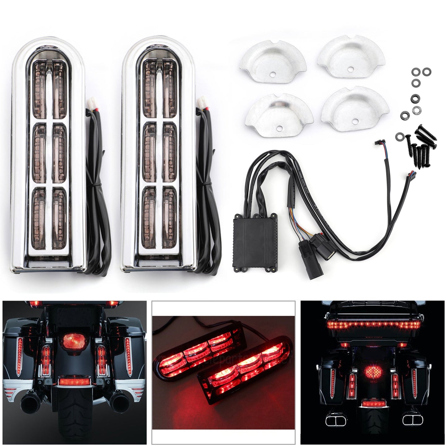LED Inserts Saddlebag Filler Support Lights For Harley Touring Electra Glide Champoo