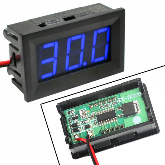 5Pcs Dc5-120V 0.56" 2 Wire Led Digital Display Panel Voltmeter Volt Tester Blue, Blue