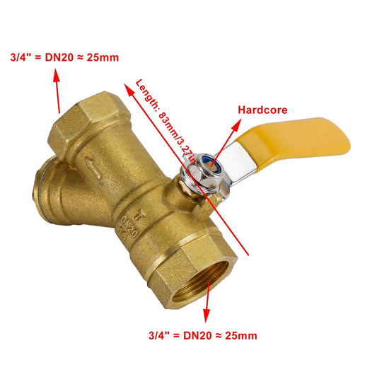 1/2" 3/4" 1" BSP Brass Y Type Strainer Filter Ball Valve Equal Female Thread, 3/4"