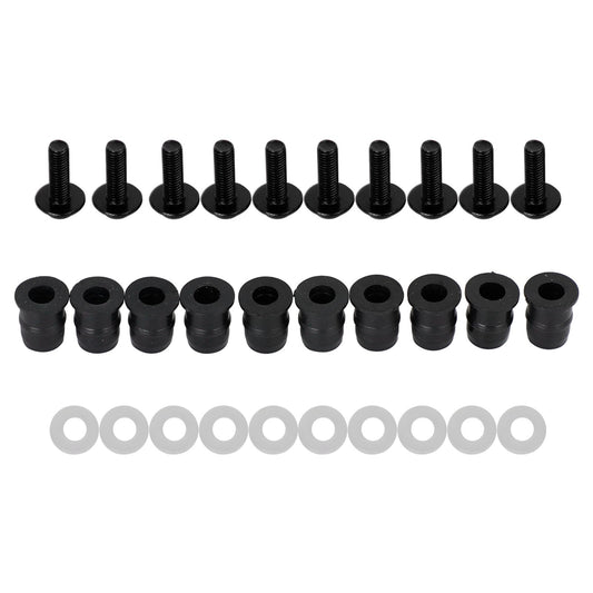 10pcs Universal Motorcycle Wind Screen Shield Aluminum M5x15mm Screw Bolt & Rubber Well Nuts & Washers kit