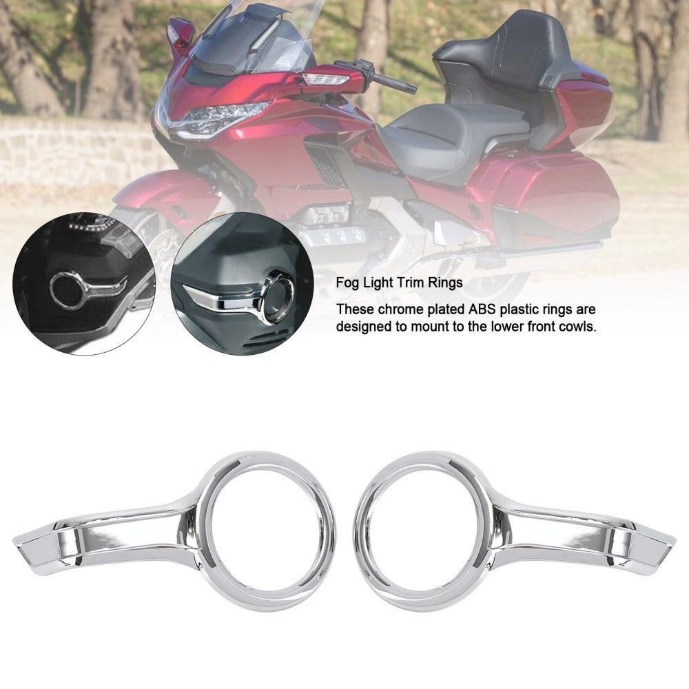 Chrome Fog Light Trim Rings Case for HONDA Goldwing GL1800 F6B 2018-2021 Champoo
