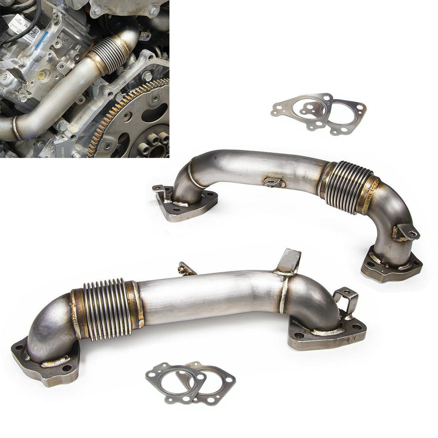 2017-2021 GMC Sierra 2500HD/3500HD 6.6L L5P Duramax Diesel 3.5" High Flow Exhaust Up Pipes