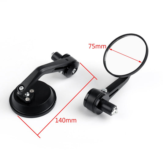 1Pair CNC Motorcycle 3" Round Side Mirror 7/8" Handlebar End For Cafe Racer