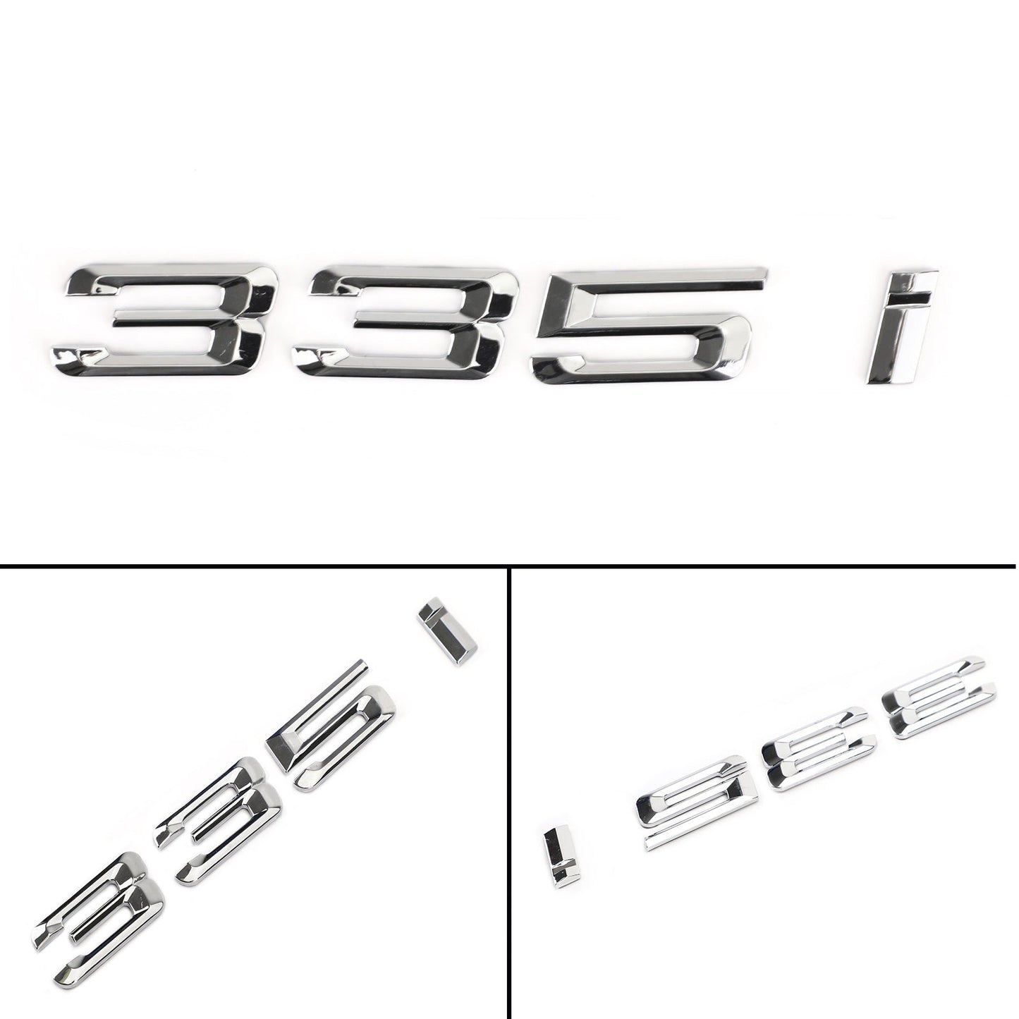 Rear Trunk Nameplate Badge Emblem Numbers Letter Decal 335 i Fit 335i Chrome