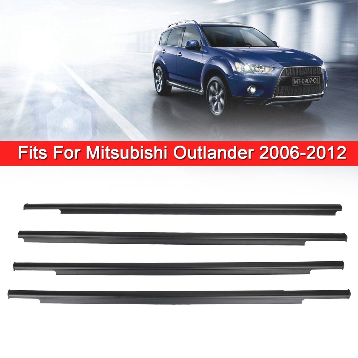 06-12 Mitsubishi Outlander 4x Car Outside Window Weatherstrip Seal Belt Moulding