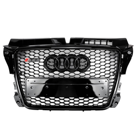 RS3 Style Gloss Black Honeycomb Grille for 2008-2013 Audi A3 S3 8P Front Bumper