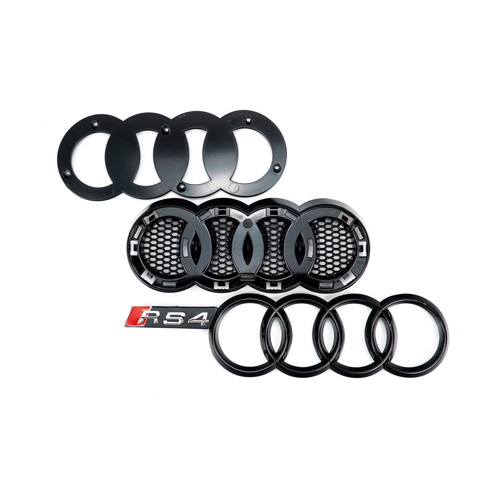 RS4 Style Gloss Black Honeycomb Grille for 2008-2012 Audi A4 A4 Avant S4 B8 Sport Mesh Grill