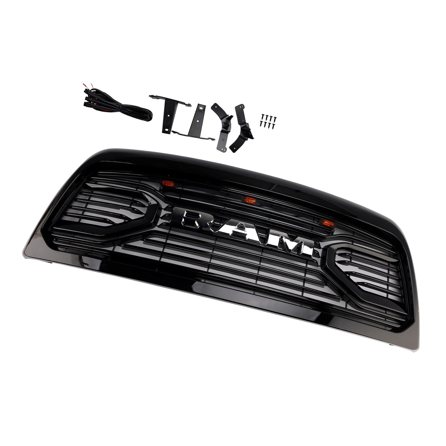 2010-2018 Ram 2500/3500 Laramie Black Front Bumper Grille W/ Led Light