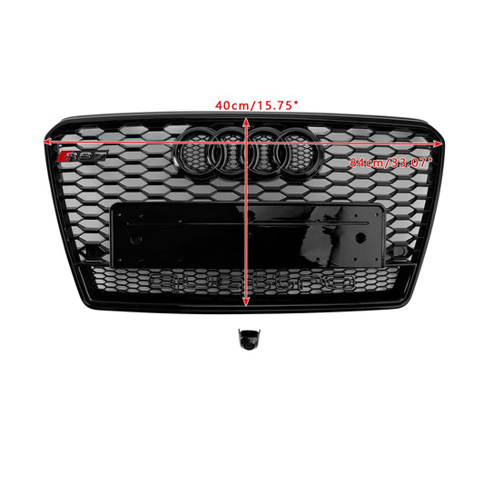 Audi A7/ A7 Sline/ S7 2010-2015 RS7 Quattro Front Grille Air Intake Radiator Bumper Honeycomb Grill + Ring Emblem