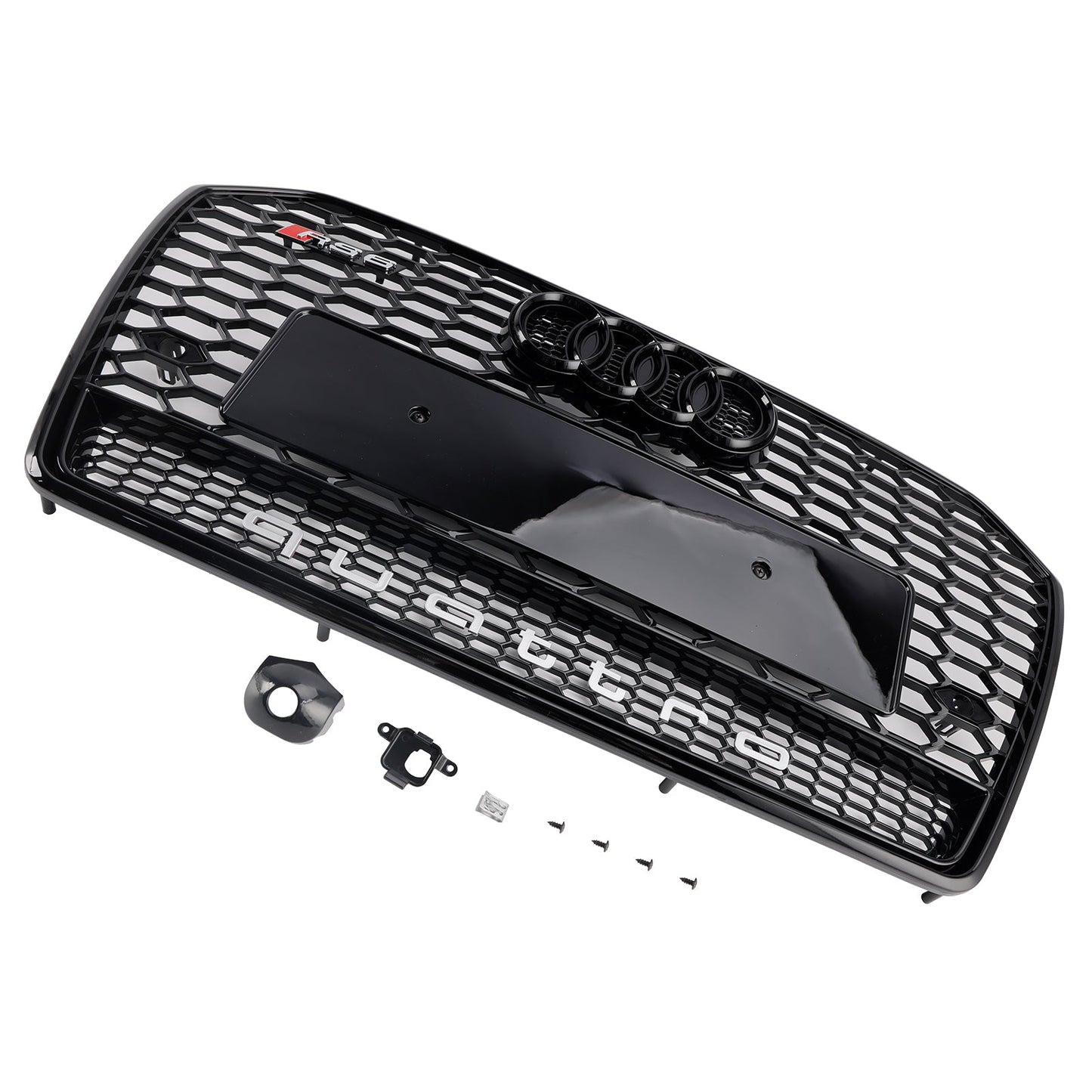 Audi A6 / A6 Sline / S6 C7 2015-2018 RS6 Quattro Style Black Grill Honeycomb Mesh Front Bumper Grille With Black Ring Emblem