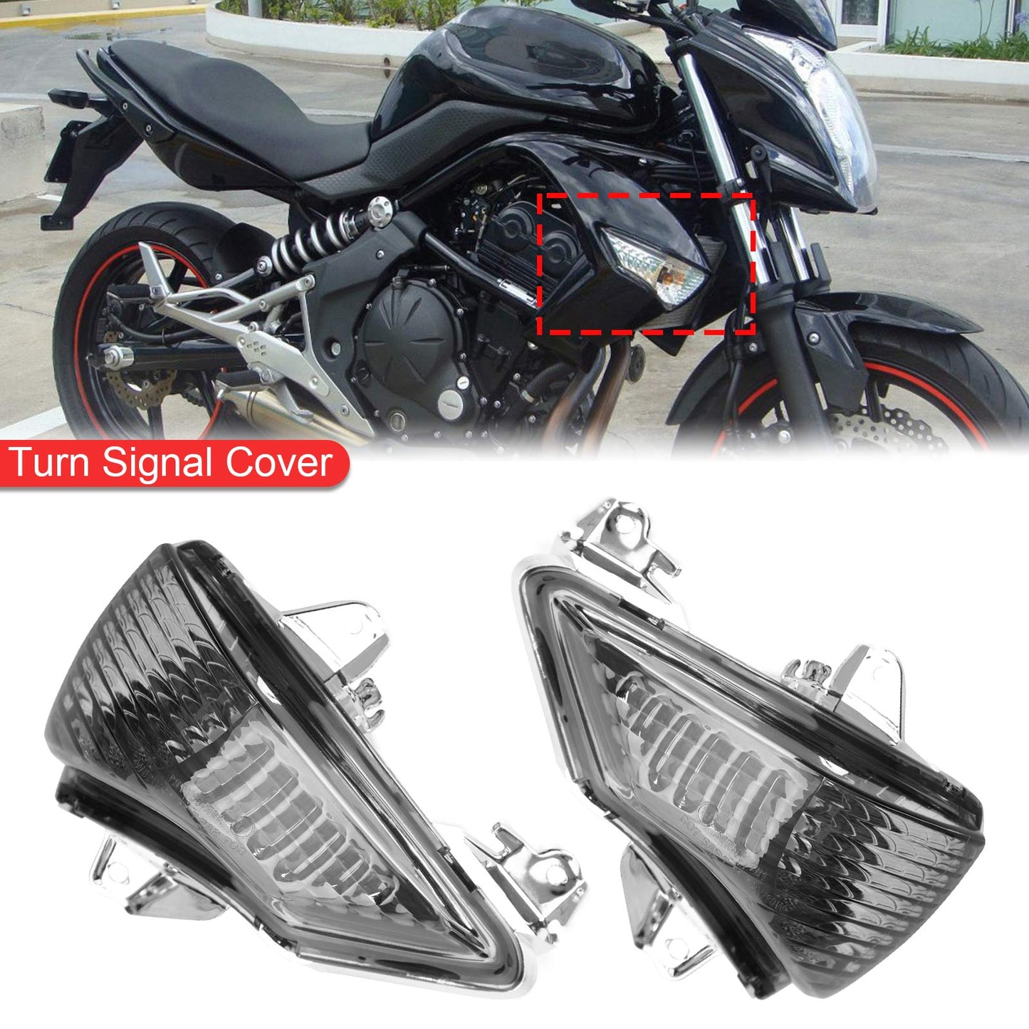Front Turn Signals Cover For Kawasaki ER-6N EX650 Ninja 650 400R EX400 Champoo