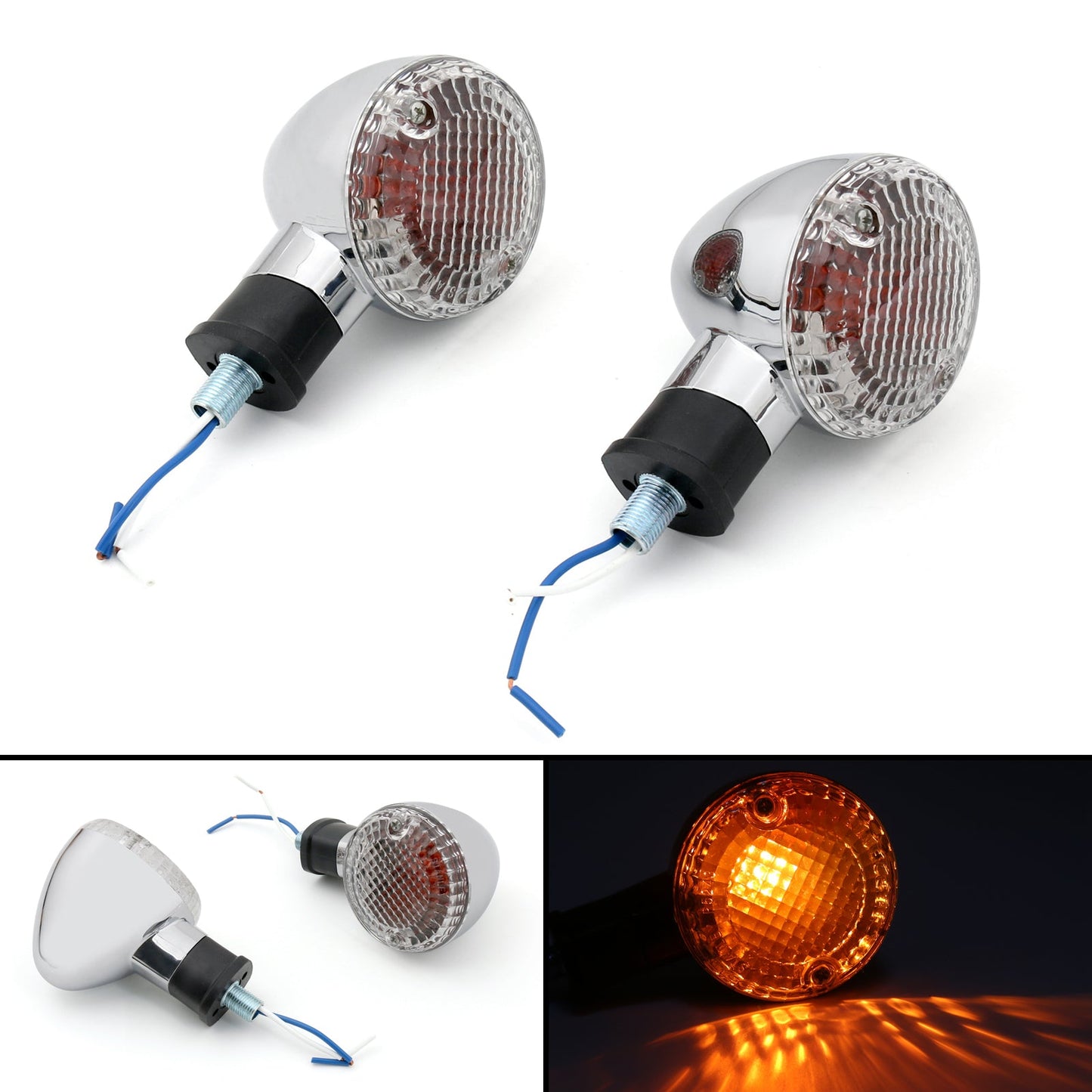 Turn Signal Bullet Lights Motor For Kawasaki Vulcan 800 Yamaha Road Star Champoo