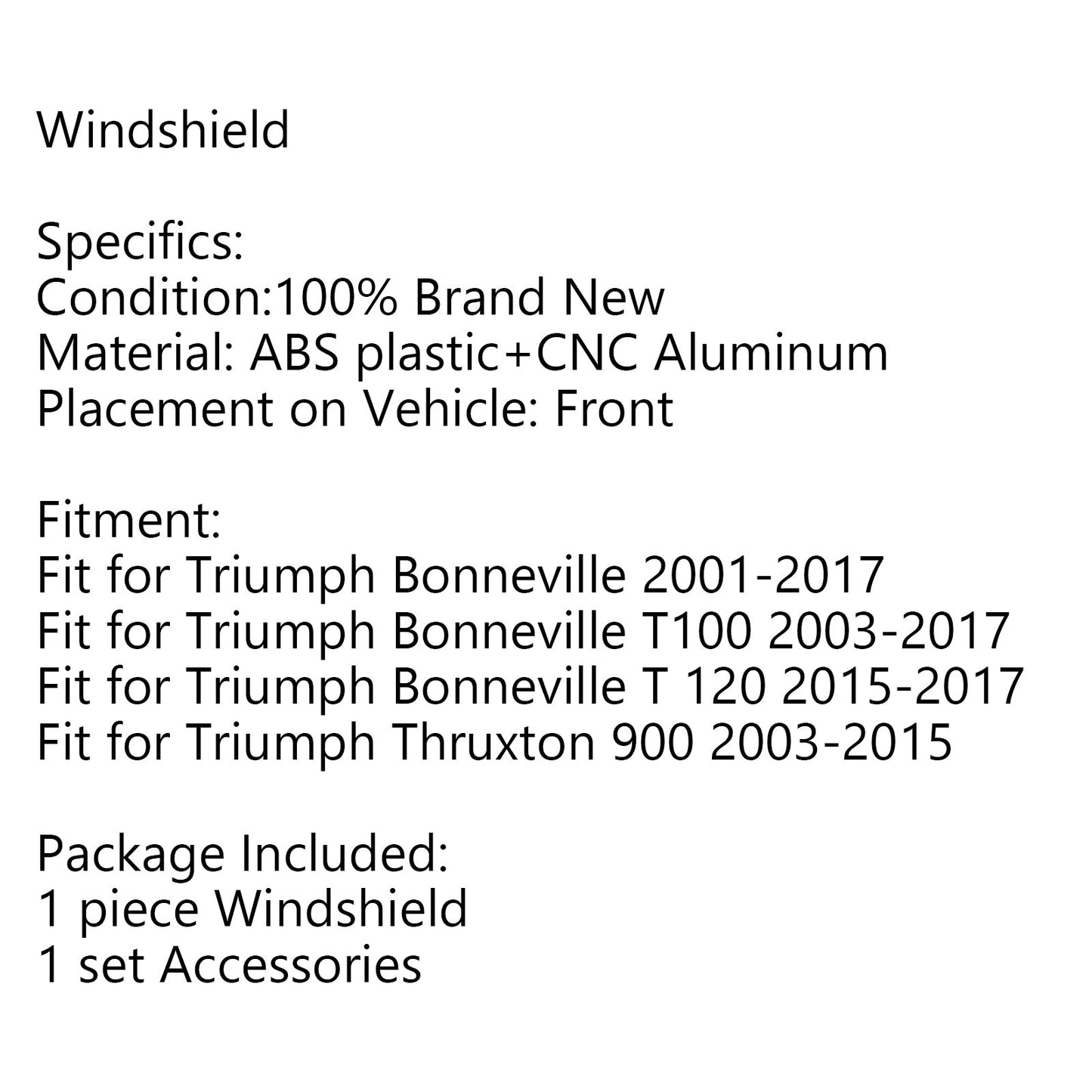 ABS Plastic Motor Windshield WindScreen for Triumph Bonneville T100 T120 Silver
