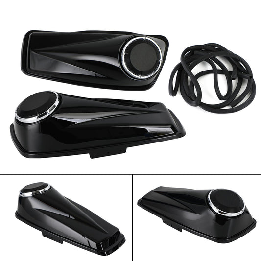 Black 6.5" Saddlebag Speaker Lids For Harley Touring Road King Glide 2014-2021