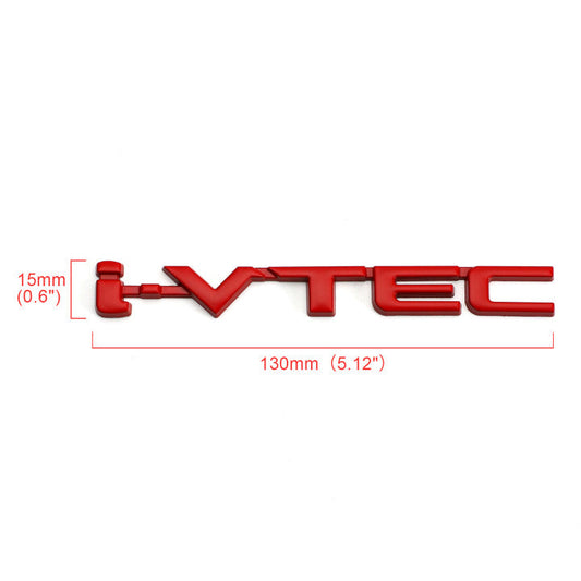 3D Metal i-VTEC Car Trunk Rear Turbo Fender Emblem Badge Decals Stickers Red