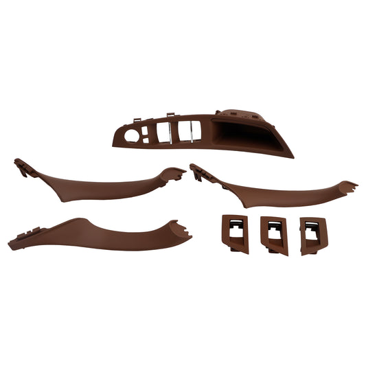BMW F10 7Pcs Left & Right Red Brown Interior Door Handle Panel Cover Trim Set