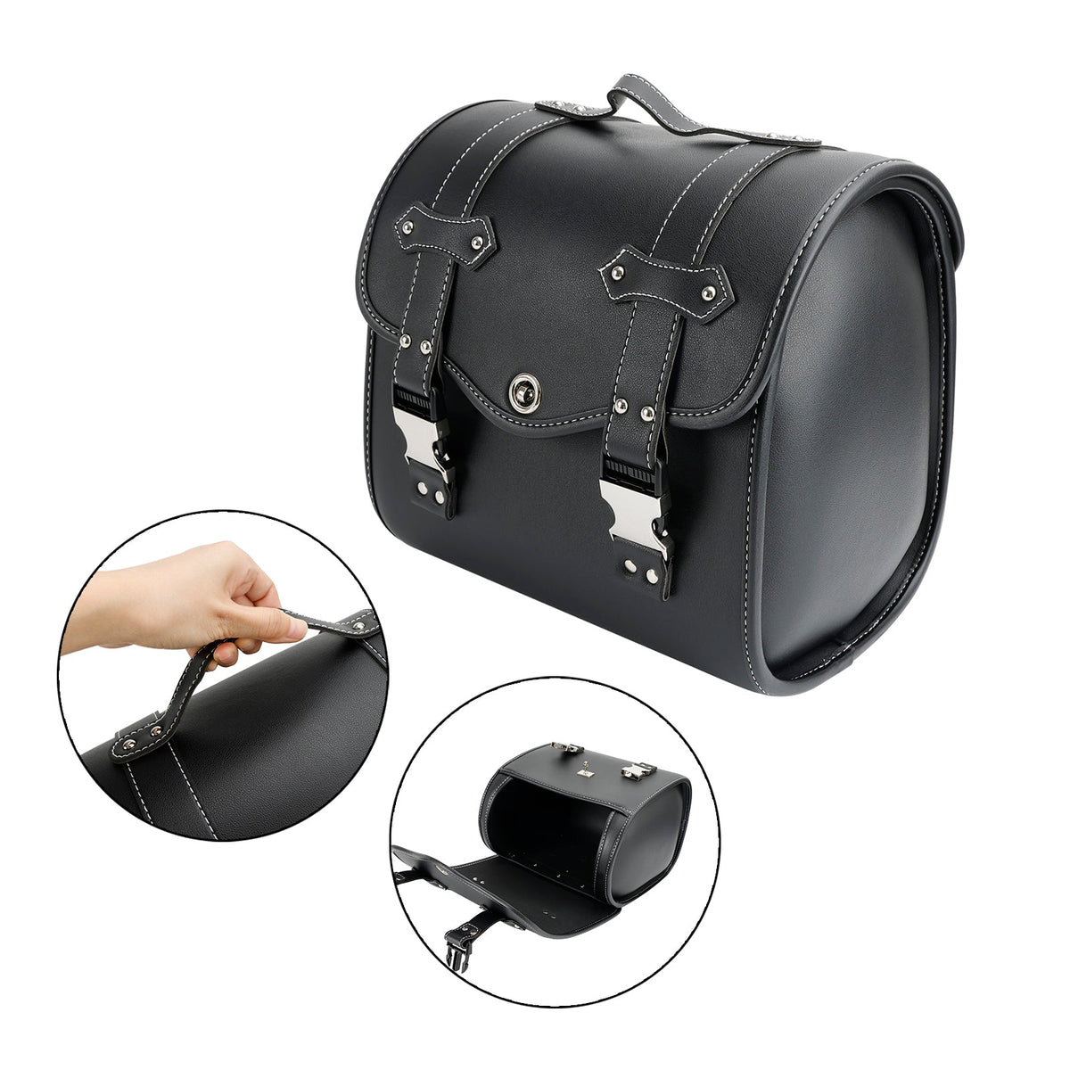 Saddlebag Side Storage Tool Bag Universal Quick Release Pu Motorcycle Brown