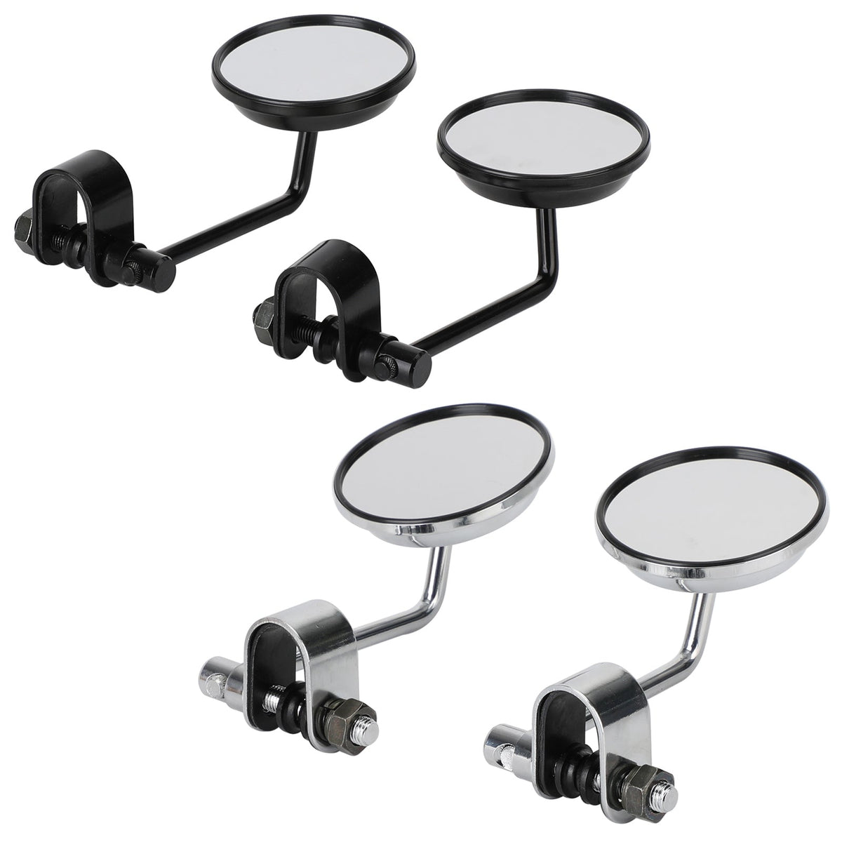 Cafe Racer Chopper Bobber PAIR Old style Clamp on Mirror 3" Round Mirrors