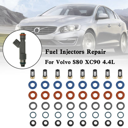 Volvo S80 XC90 4.4L 8PCS Fuel Injectors Repair Seal Kit Filter Cap FJ1073 85212247 1550589