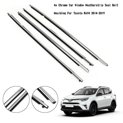 2014-19 Toyota RAV4 4x Chrome Car Window Weatherstrip Seal Belt Moulding