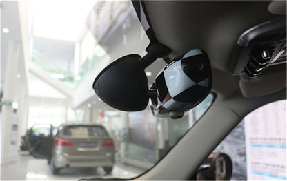 BMW MINI Cooper R55 R56 Black Checkered Pattern Rear View Mirror Cover